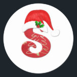 Santa hat Christmasのモノグラム文字S ラウンドシール<br><div class="desc">サンタハットとホリークリスマスステッカー付きモノグラム文字S</div>