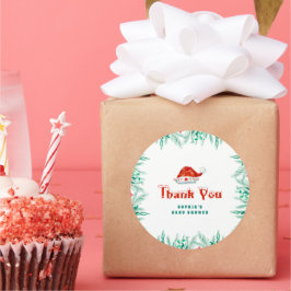 Santa Hat Christmas Baby Shower Thank You Favor ラウンドシール