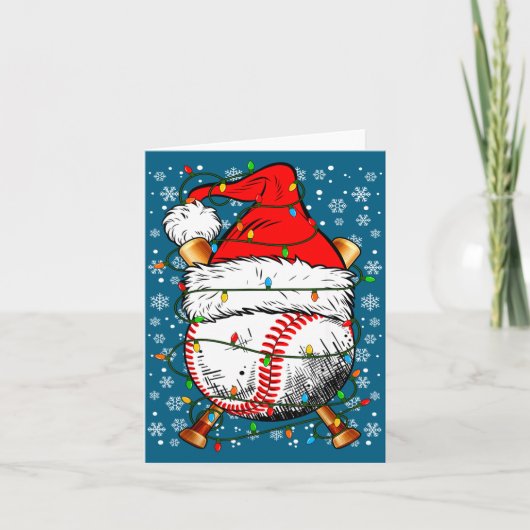 Santa Hat Christmas Baseball Player Srts For Men B カード (正面)