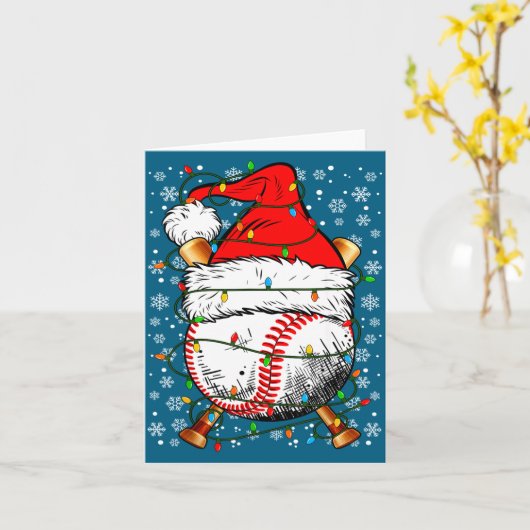 Santa Hat Christmas Baseball Player Srts For Men B カード (黄色い花)