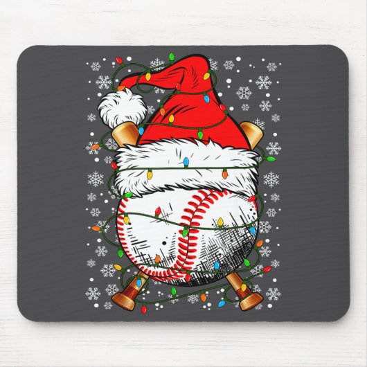Santa Hat Christmas Baseball Player Srts For Men B マウスパッド (正面)