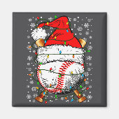 Santa Hat Christmas Baseball Player Srts For Men B マグネット (正面)