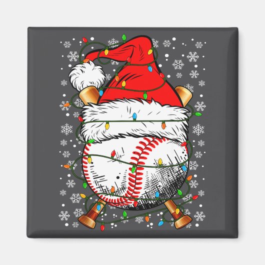 Santa Hat Christmas Baseball Player Srts For Men B マグネット (正面)