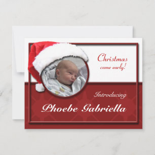 Santa Hat Christmas Birth Announcements シーズンカード