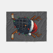 Santa Hat Christmas Ice Hockey Helmet Player Reind フリースブランケット (正面(横))