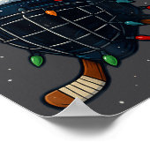 Santa Hat Christmas Ice Hockey Helmet Player Reind ポスター (角)