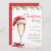 Santa Hat Cocktail Christmas Party  招待状 (正面/裏面)