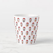 Santa Hat Custom Family Face 4 Photos Christmas カフェラテマグ (正面)