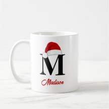Santa Hat Custom Monogram Red Script Christmas