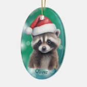 Santa Hat Cute Raccoon Kids Ceramic Ornament セラミックオーナメント (左)