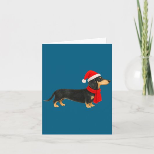 Santa Hat Dachshund Christmas Funny Cute Dog Mom  カード (正面)