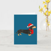 Santa Hat Dachshund Christmas Funny Cute Dog Mom  カード (黄色い花)