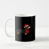 Santa Hat Dachshund Christmas Funny Cute Dog Mom  コーヒーマグカップ (左)