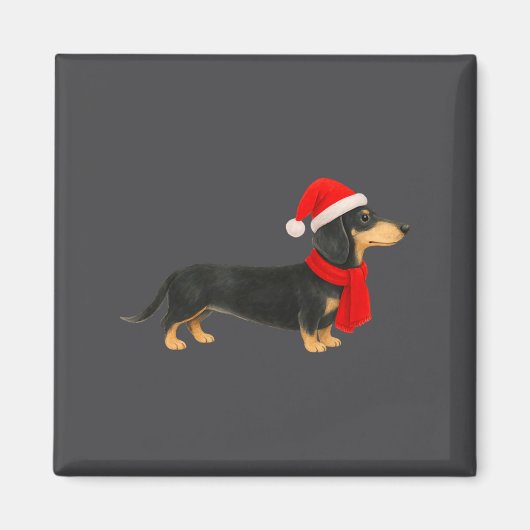 Santa Hat Dachshund Christmas Funny Cute Dog Mom マグネット (正面)