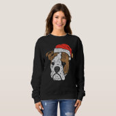 Santa Hat English Bulldog Christmas Pet Dog Owner スウェットシャツ (正面フル)