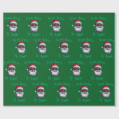 Santa Hat Face Personalize Christmas Green gift ラッピングペーパー (フラット)