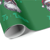 Santa Hat Face Personalize Christmas Green gift ラッピングペーパー (ロールコーナー)