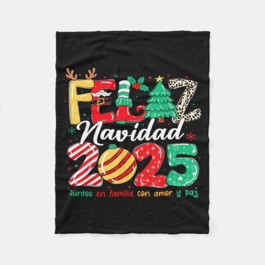 Santa Hat Family Christmas Matching Funny Feliz Na フリースブランケット (正面)