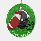 Santa Hat Football and Helmet Christmas  セラミックオーナメント (左)