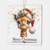 Santa Hat Funny Giraffe Merry Christmas セラミックオーナメント (左)