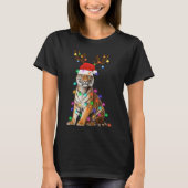 Santa Hat Funny Tiger Tree Xmas Light Animal Chris Tシャツ (正面)