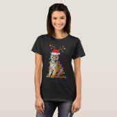 Santa Hat Funny Tiger Tree Xmas Light Animal Chris Tシャツ (正面フル)