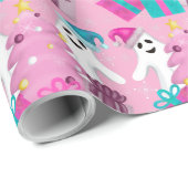 Santa Hat Ghosts with Christmas Tree & Presents ラッピングペーパー (ロールコーナー)