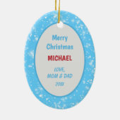 Santa Hat Giraffe Snowflake Background Kids セラミックオーナメント (裏面)