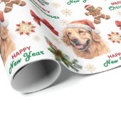 Santa Hat Golden Retriever Dog Christmas ラッピングペーパー (ロールコーナー)