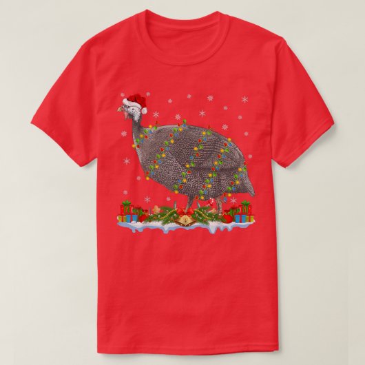 Santa Hat Guinea Fowl Cに一致するギニアの鳥の恋人 Tシャツ (デザイン正面)