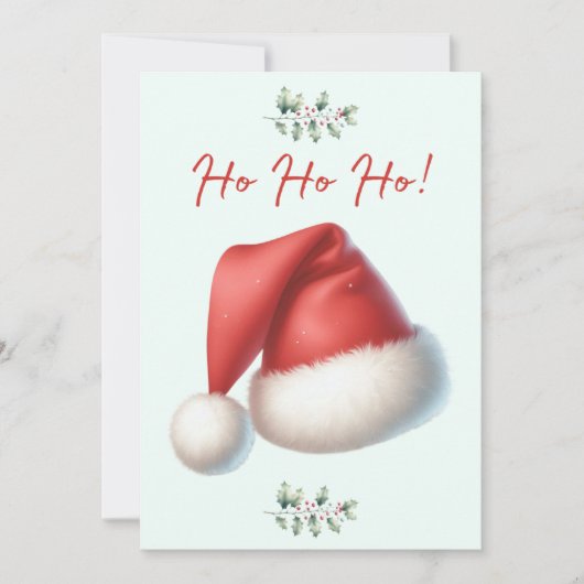 Santa Hat Ho Ho Ho Christmas Card シーズンカード (正面)
