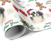 Santa Hat Japanese Chin Dog Christmas ラッピングペーパー (ロールコーナー)