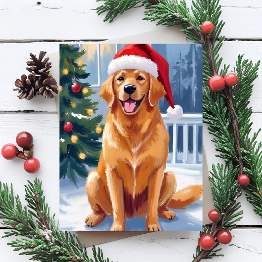 Santa Hat Labrador | Merry Christmas Dog Painting シーズンカード