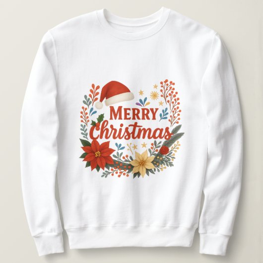 Santa Hat Merry Christmas Sweatshirt スウェットシャツ (デザイン正面)