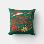 Santa Hat Merry Christmas Throw Pillow クッション (正面)