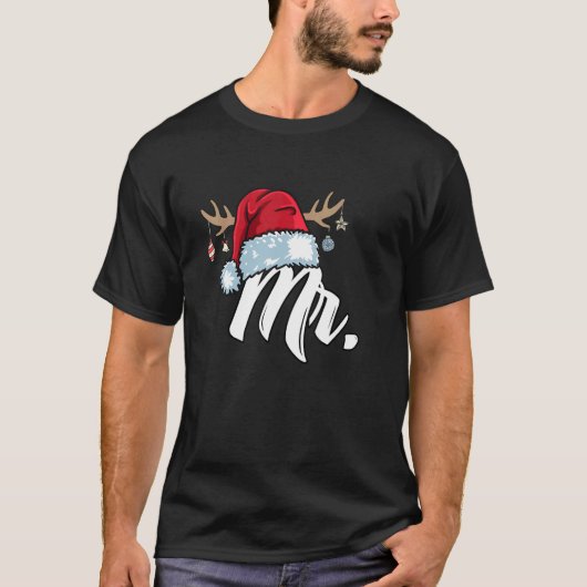 Santa Hat Mr Partner Outfit For Christmas 1 Tシャツ (正面)