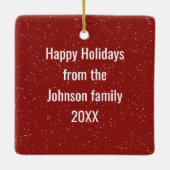 Santa Hat On a Snowy Fence Post セラミックオーナメント (裏面)