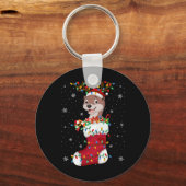 Santa Hat Otter Animal In Socks Xmas Tree Lights T キーホルダー (正面)