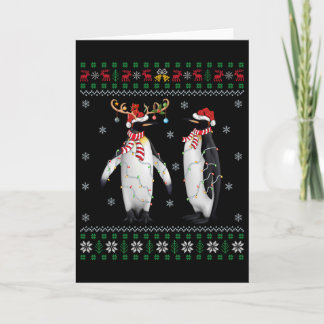 Santa Hat Penguin Bird Xmas Lighting Ugly Penguin  カード