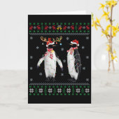 Santa Hat Penguin Bird Xmas Lighting Ugly Penguin  カード (黄色い花)