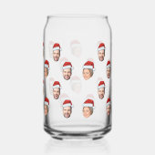 Santa Hat Personalized Face 2 Photo Christmas Gift ガラス缶 (右)