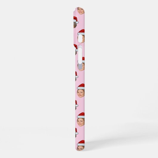 Santa Hat Personalized Face 2 Photo Christmas Gift iPhoneケース (左側面)