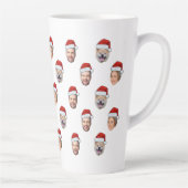 Santa Hat Personalized Face 3 Photo Christmas Gift カフェラテマグ (右)