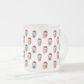 Santa Hat Personalized Face 3 Photo Christmas Gift フロストグラスマグカップ (正面右)
