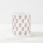 Santa Hat Personalized Face 3 Photo Christmas Gift フロストグラスマグカップ (中央)