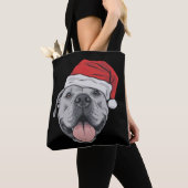 Santa Hat Pitbull Pit Christmas Xmas Pet Dog Lover トートバッグ (クローズアップ)