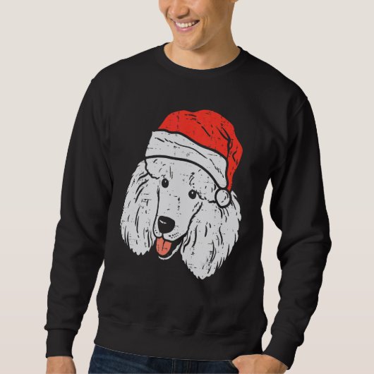 Santa Hat Poodle Christmas Xmas Dog  Owner Men Wom スウェットシャツ (正面)