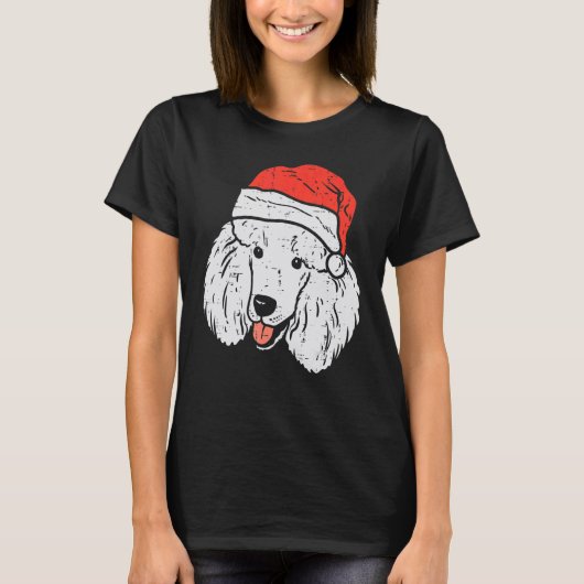 Santa Hat Poodle Christmas Xmas Dog  Owner Men Wom Tシャツ (正面)