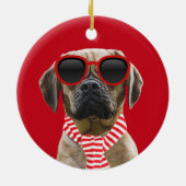 Santa Hat Scarf More Added To Your Dog Photo セラミックオーナメント (裏面)