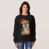 Santa Hat Shiba Inu Akita Dog Christmas Xmas Doge  スウェットシャツ (正面フル)